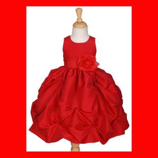 RED TAFFETA WEDDING FLOWER GIRL DRESS 2 3 4 5 6 7 8 10  
