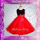 Black & Red Flower Girl Wedding Pageant Dress Party Occasion Formal Sz 