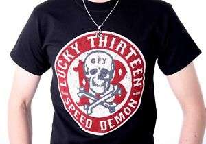 LUCKY 13 THIRTEEN SPEED DEMON Tattoo Rockabilly T Shirt  