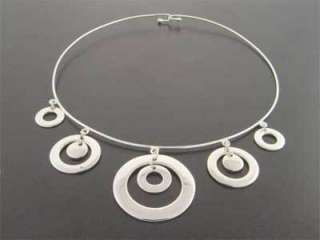 DESIGNER Sterling Silver Circle Choker Necklace .925  