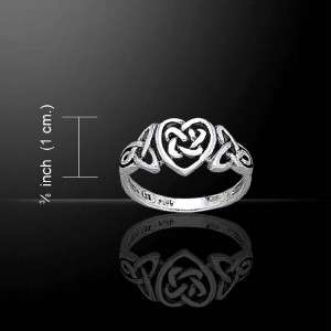 Irish Celtic Knotwork & Heart Love Silver Ring Size 6, 7 or 8  