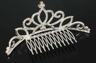 Princess Royal Queen Crown Tiara Comb Hair Pink Swarovski Crystal 