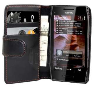 Black Wallet Leather Case For Nokia X700 X7 00 + Film  