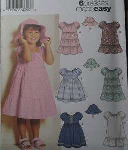 Simplicity Girls Dress,Hat Pattern 5695~Baby~Toddler  