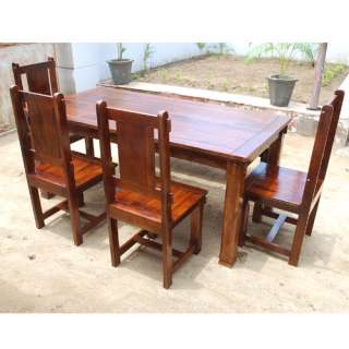Cherry Solid Hard Wood Rustic Dining Table 4 Chairs & Bench Set for 6 