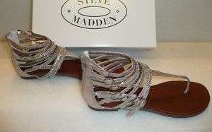 Steve Madden Simple L pewter metallic sandals NIB  