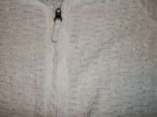 JILL White Hoodie Cardigan Sweater Cotton Linen L Lg  