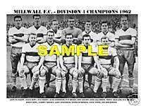 MILLWALL F.C. TEAM PRINT 1962   DIVISION 4 CHAMPIONS  