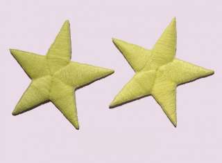 2x Neon yellow embroidered iron on star appliques/patch  