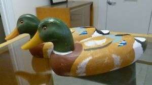 Pair of Hand Carved Hand Painted Duck Decoys Mallard  