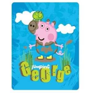 PEPPA PIG GEORGE PUDDLES FLEECE BLANKET THROW BLUE SKY FROG PEPPA PIG 