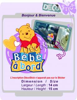   Sticker Bébé à Bord Winnie lOurson Autocollant Pooh