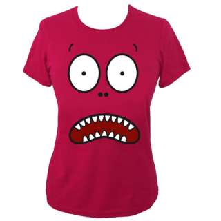 Womens Shocked Funny Monster Face Pink T shirt UK 6 16  