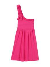 Pink Asymmetric Ruffle Terry Dress by Juicy Couture   Pink   Buy 