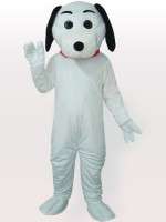 Black Eared White Dog Adult Mascot Costume