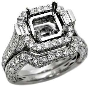   Round Diamond Semi Mount Setting Ring Bridal Set 18k Gold Jewelry