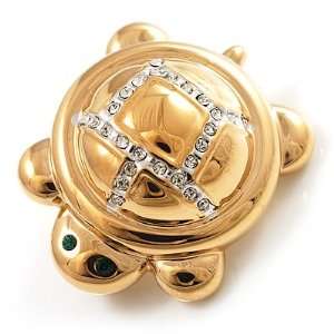  Tiny Gold Tone Crystal Turtle Pin Brooch Jewelry