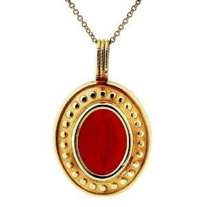   Tagliamonte   14k Yellow Gold Red Venetian Cameo Pendant, 18 Jewelry