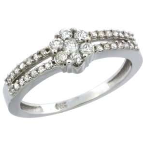  14k White Gold Flower Cluster Diamond Engagement Ring w/ 0 