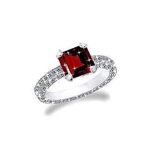   Carat Ruby in Three Sides Diamond Pave Set Engagement Ring, 14 K Gold