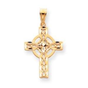  14k Gold Diamond cut Celtic Cross Pendant Jewelry