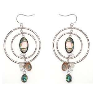  Super Fine Polished White Gold Double Hoops Earrings with 