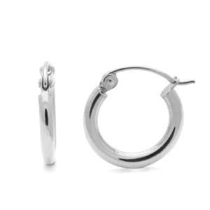   Gold Hoop Earrings 1mm X 0.5 Round White Gold For Children Jewelry