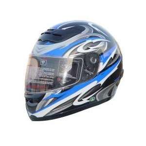  DOT Full Face Blue Graphic Motorcycle Helmet Automotive