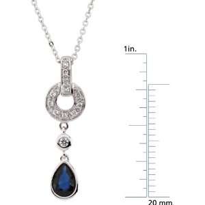  14 karat white gold Genuine Sapphire & Diamond Necklace 