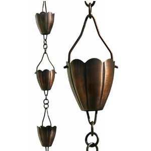  Patina Products Antique Copper Flower Cup Rain Chain Half 