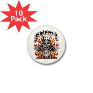  Mini Button (10 Pack) Choppers Forever with Skeleton Biker 
