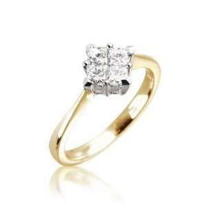   Set Princess Cut Invisable Set Ring in 18ct Yellow Gold, Ring Size 5