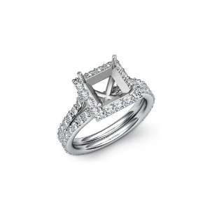  1.38 ct Round Diamond Engagement Ring Princess Setting, F 