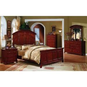 New 5 pc cherry finish wood queen size bedroom set 