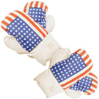 USA Flag 16 Oz Boxing Gloves 2 Pairs Vinyl Leather Gloves Practice 