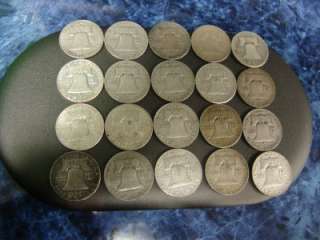 Roll 20 Franklin Half Dollar 90% Silver Coins Mix Lot  