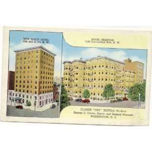 1940s Vintage Postcard Hotel Grafton and New Ebbit Hotel (Clarke Dry 