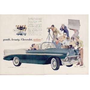   Chevrolet, action  1956 Chevrolet Bel Air Convertible Ad, A4975