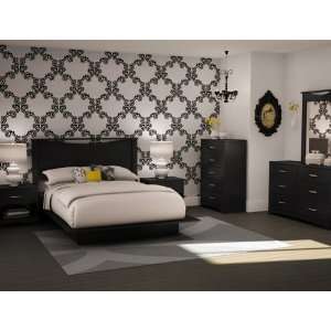   One Solid Black Fullqueen Platform Bedroom Collection