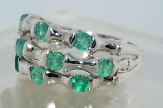 90CT 3 ROW ROUND CUT EMERALD RING SIZE 8  