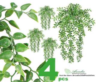    FOUR 24 Plastic Smilar Grass Hanging Bushes in green frosted color