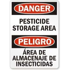  Pesticide Storage Area (Bilingual) Plastic Sign, 14 x 10 
