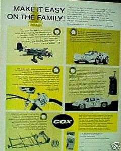 1966 Cox Model Airplane Slot Car Toy Bronco Bike Motor Kids Kit Promo 