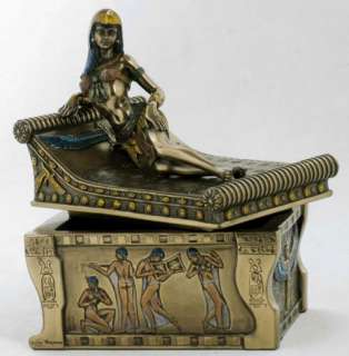 Ancient Egyptian CLEOPATRA JEWELRY TRINKET BOX Bronze  