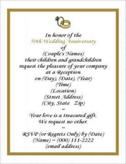 60) 50th WEDDING ANNIVERSARY INVITATIONS WEDDING RINGS  