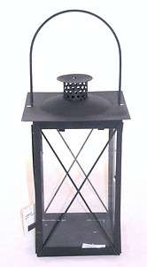   Rustic Antique Style Iron & Glass Pillar Candle Lantern 16 Tall