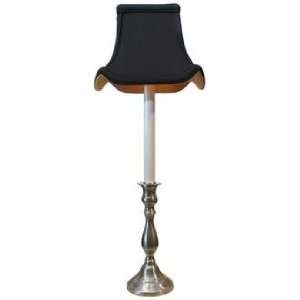  Pewter Black Shade Tall Candlestick Table Lamp