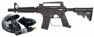 Tippmann US ARMY Tactical Alpha Black Paintball Gun Power Pack Package 
