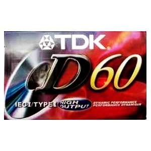  TDK D60 Blank Audio Cassette IEC/TYPE I High Output 12 