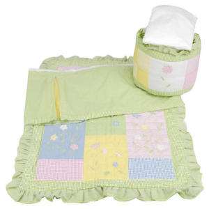   Butterfly Garden Green Blue Baby Girl 4pc Nursery Crib Bedding Set